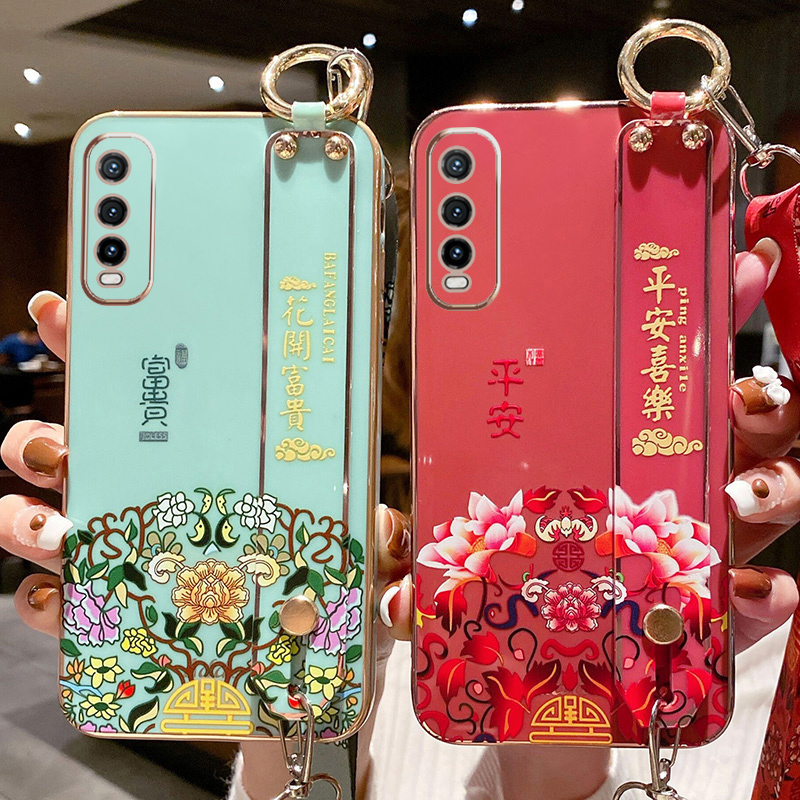 vivoy30手机壳中国风腕带潮