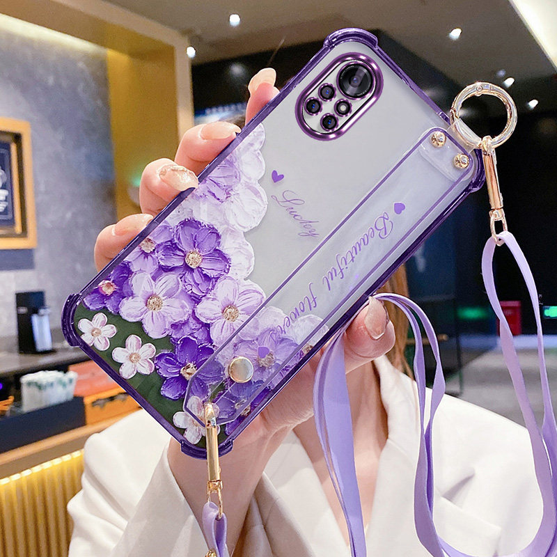 艾欧芭适用华为nova8手机壳nove8pro保护5G硅胶套ANG一AN00全包BRQ防摔8por软壳n8nowa腕带挂绳novo花新款noe