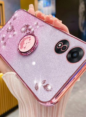 oppoA58手机壳oppo保护A58x硅胶套5G全包opa防摔oppa软壳opopa闪粉玫瑰oopoa指环支架x5g花585g钻0pp0女opooa