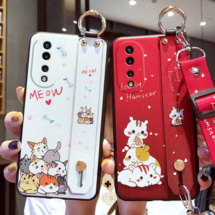 适用于华为荣耀90手机壳honor90pro腕带5G保护硅胶套REA一AN00全包REP防摔9o磨砂pr0软壳九十por女潮p卡通挂