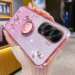 适用于华为荣耀90lite手机壳honor90lite保护5G硅胶套CRT一NX1全包防摔软壳青春版闪粉玫瑰指环支架花水钻创