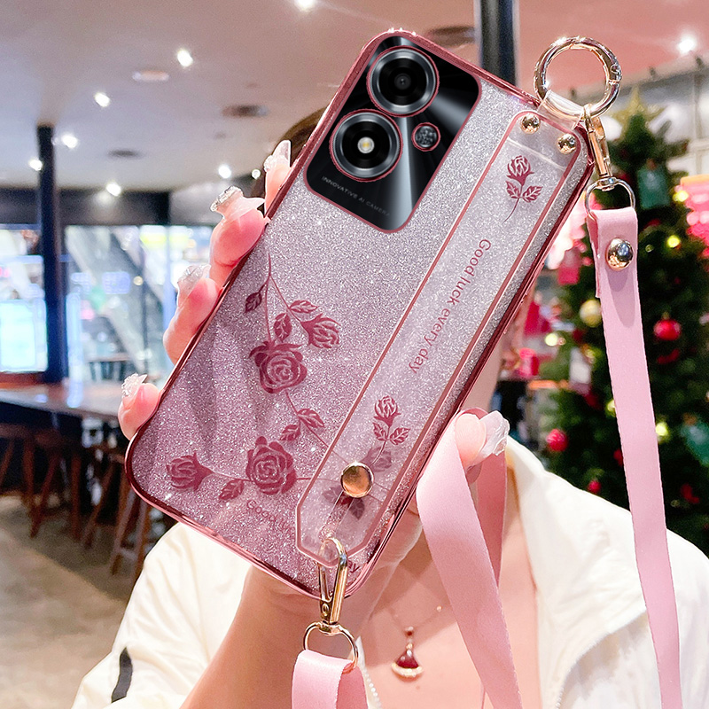 oppoA1i手机壳玫瑰花挂绳