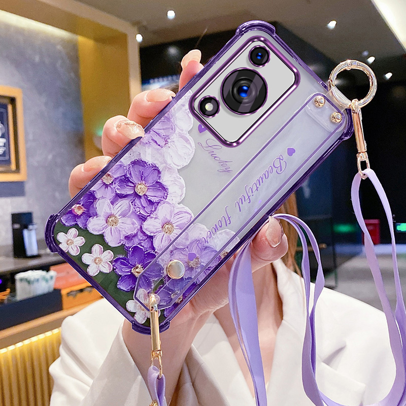 华为畅享70手机壳油画花朵