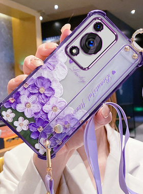 艾欧芭适用华为畅享70手机壳畅想70s保护FGD一AL00硅胶套GFY全包ALOO防摔FGDAL软壳GFYAL腕带斜挎绳油画花朵