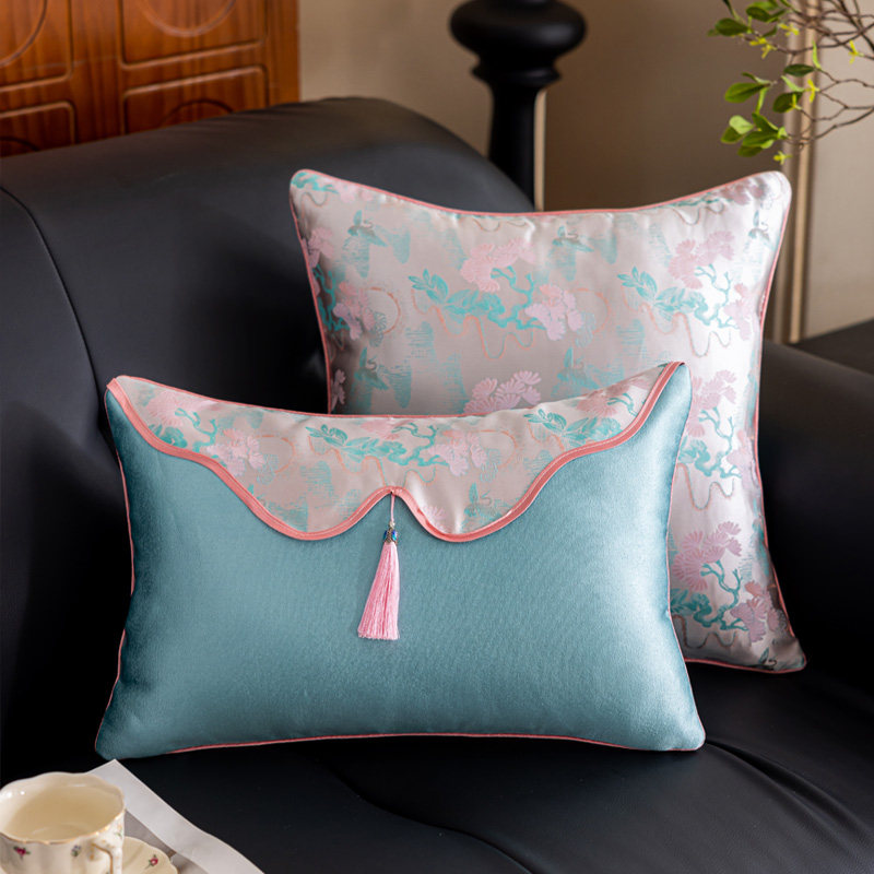 法式抱枕粉色松风水月国风腰枕