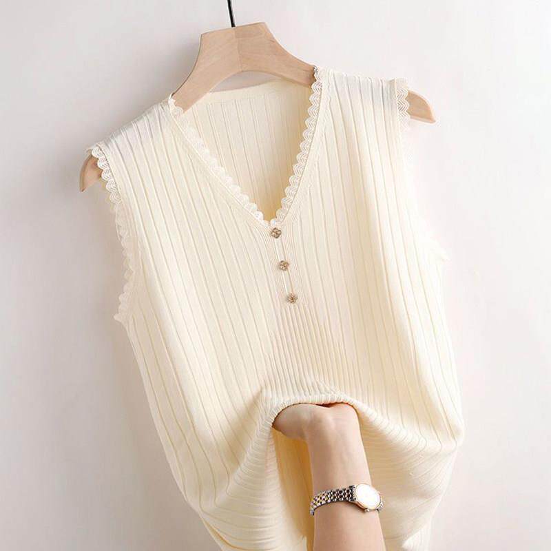 夏季无袖体恤冰丝吊带背心女大码遮肉西服内搭打底衫外搭蕾0527z