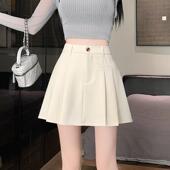 米白色西装 百褶半身裙女春秋百搭高腰显瘦防走光短裙小个子a0128r
