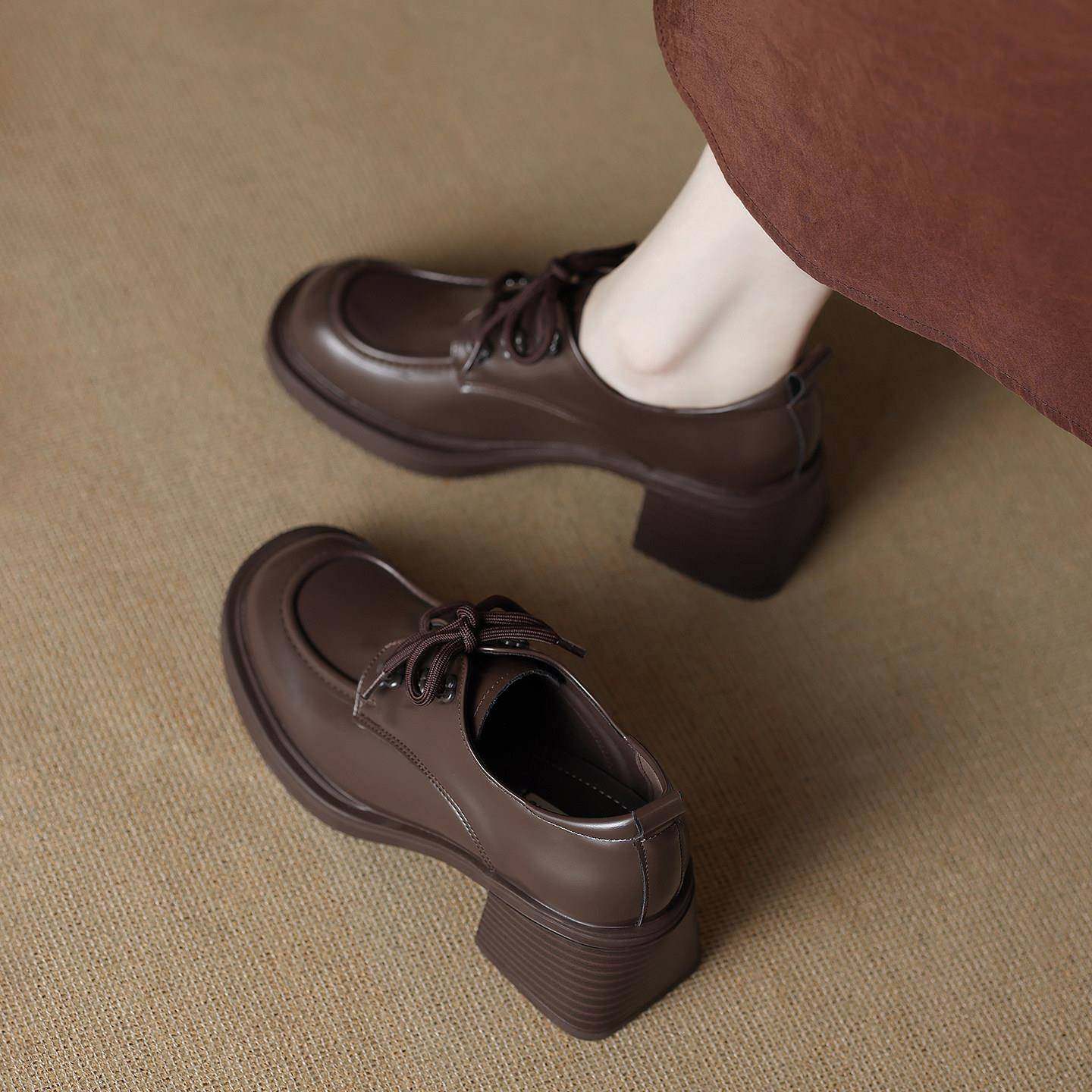 版高跟小皮鞋女款2026春秋季新款英伦风瓢鞋春秋鞋粗跟乐福0126w,女鞋,浅口单鞋,淘宝优惠券,粉丝福利购,淘宝优惠卷