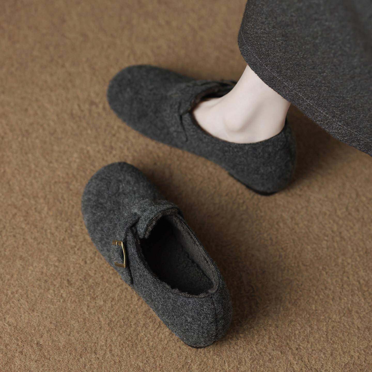 版巨好看内增高毛绒火勃肯鞋女2026冬季灰色保暖加绒乐福鞋0126w,女鞋,浅口单鞋,淘宝优惠券,粉丝福利购,淘宝优惠卷