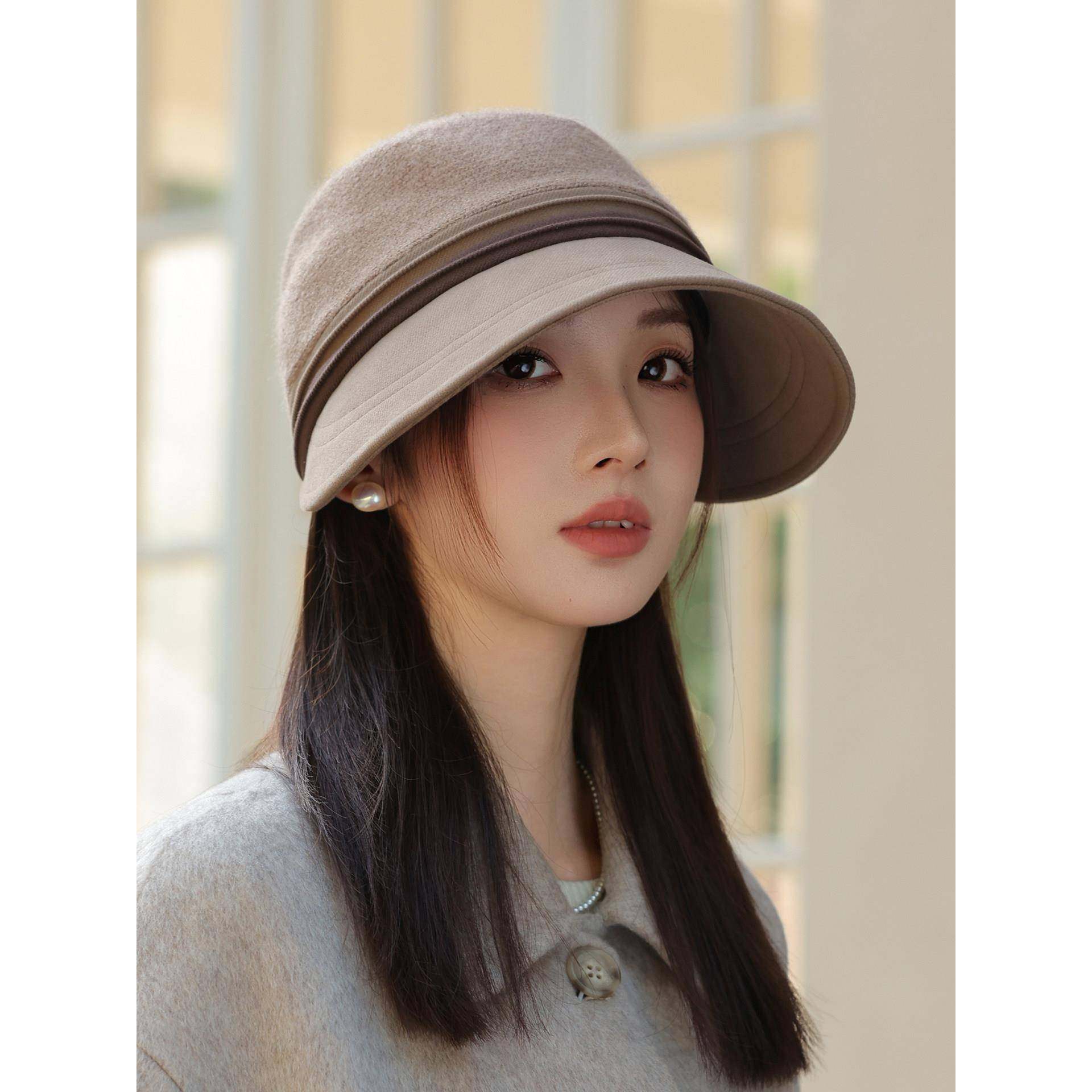春季帽子女士保暖优雅英伦覆古盆帽礼帽气质休闲防寒鸭舌渔0103z