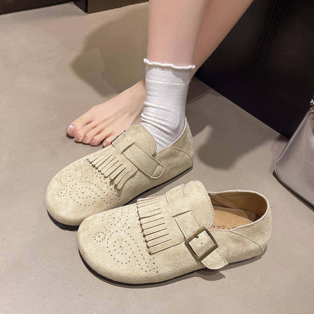 春秋流苏勃肯鞋女2026新款平底单鞋一脚蹬两穿大尺码乐福鞋0121z,女鞋,勃肯鞋/软木鞋,淘宝优惠券,粉丝福利购,淘宝优惠卷