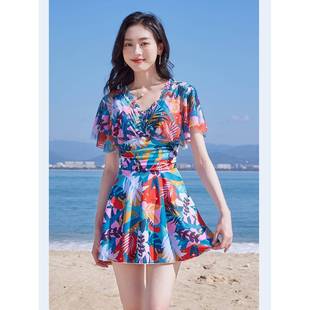 泳衣女2025泡温泉感连体小胸聚拢钢托大码 胖mm保守1001z