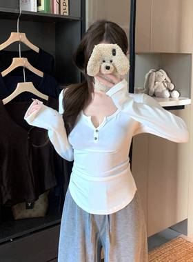 大码胖mm2026新款欲长袖T恤感修身内搭打底衫百搭显瘦上衣0110w