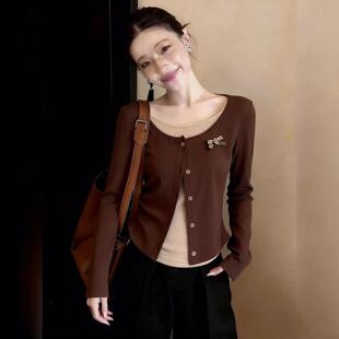 春夏时尚 胖妹妹百搭气质显瘦套头0325z 不规则撞色假两件T恤女大码