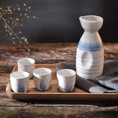 家用清酒酒器手绘釉下彩陶瓷酒具套装小酒盅分酒器白酒0811z