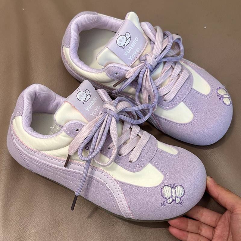 百搭紫色大头鞋胖脚宽肥板鞋厚底小白鞋德训鞋41-43大码女鞋1116w