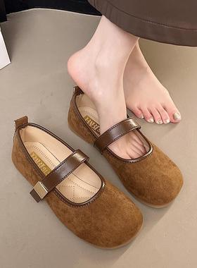 女春单勃肯鞋浅口博肯玛丽珍鞋2026夏新款法式豆豆鞋配裙子0123k