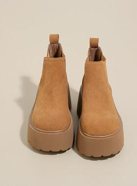 秋冬高档女短靴厚底增高2025冬季新款百搭松糕轻便加显瘦烟1226k