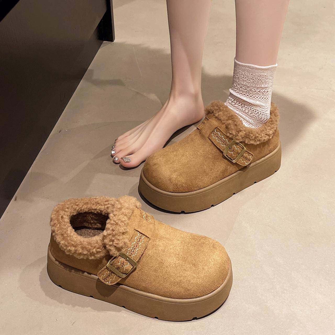 春秋厚底加绒加厚保暖勃肯鞋女2026新款靴一脚蹬毛毛乐福鞋0113z,女鞋,勃肯鞋/软木鞋,淘宝优惠券,粉丝福利购,淘宝优惠卷