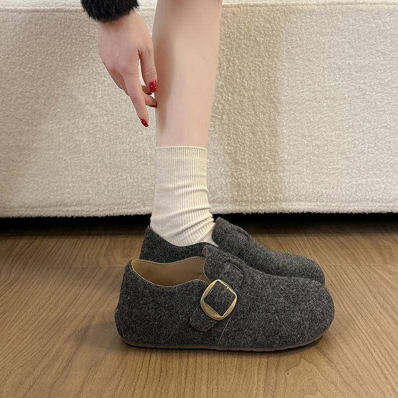 春秋一脚蹬毛呢勃肯鞋女2026年新款全包金属扣带休闲百搭博0121z,女鞋,勃肯鞋/软木鞋,淘宝优惠券,粉丝福利购,淘宝优惠卷