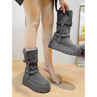 靴子1227w 小个子加绒保暖短靴两穿时尚 厚底增高靴女2026季 新款