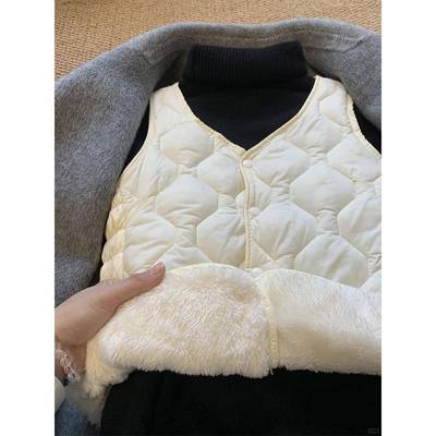 白色菱格马甲背心女冬季配大衣叠穿内搭内胆保暖背心1201w