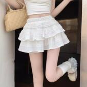 芭蕾风甜美蛋糕蓬蓬裙高腰半身裙女春秋黑色显瘦防走光小个0206r