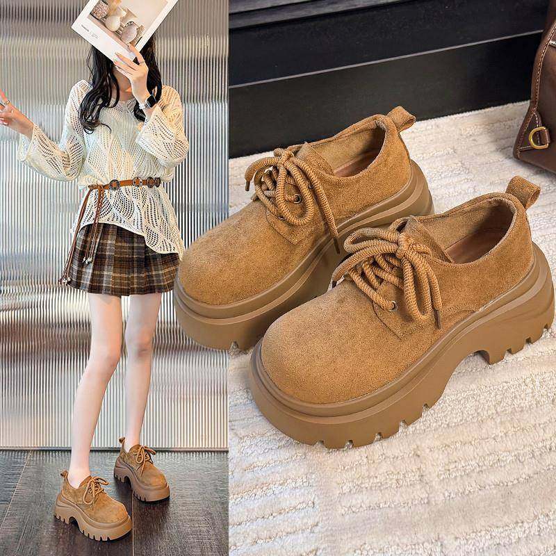 春秋松糕百搭厚底勃肯鞋女2026新款系带增高德比鞋小个子博0113z,女鞋,勃肯鞋/软木鞋,淘宝优惠券,粉丝福利购,淘宝优惠卷