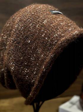 秋冬季堆堆帽子女款2025新款保暖防寒毛线帽大头围显脸小针1128n