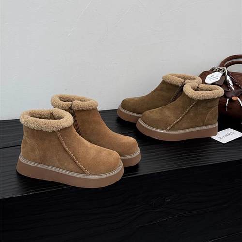 厚底雪地靴女冬季鞋子加绒保暖勃肯鞋2025年新款保暖毛毛棉1215r