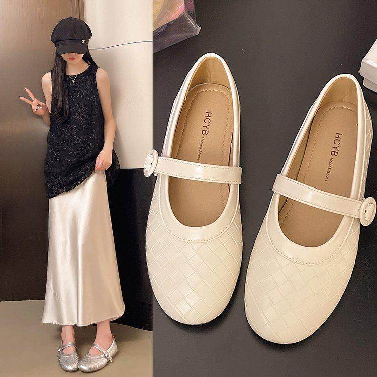 春秋2026新款平底玛丽珍鞋女白色一字带浅口单鞋通勤风小皮0125z,女鞋,勃肯鞋/软木鞋,淘宝优惠券,粉丝福利购,淘宝优惠卷