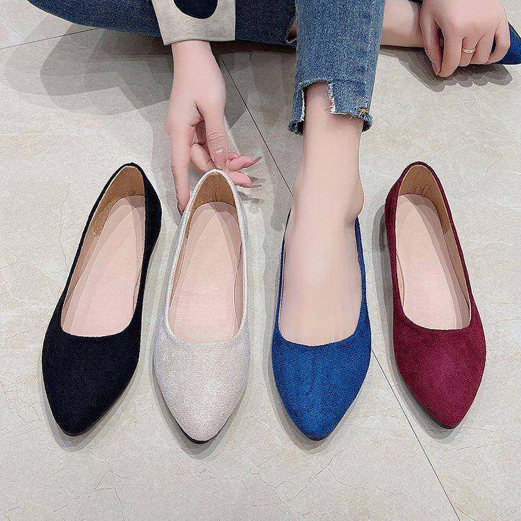 春秋2026平底鞋女尖头浅口职业工作单鞋绒面平跟百搭黑色女0125z,女鞋,勃肯鞋/软木鞋,淘宝优惠券,粉丝福利购,淘宝优惠卷