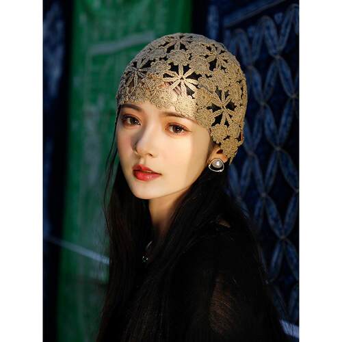 帽子女款秋冬包头帽女手工钩花女士民族风头巾针织镂空遮白0104r