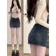 水泥灰色牛仔短裙2026夏季 新高腰修身 Look紧身a字裙时髦0206r