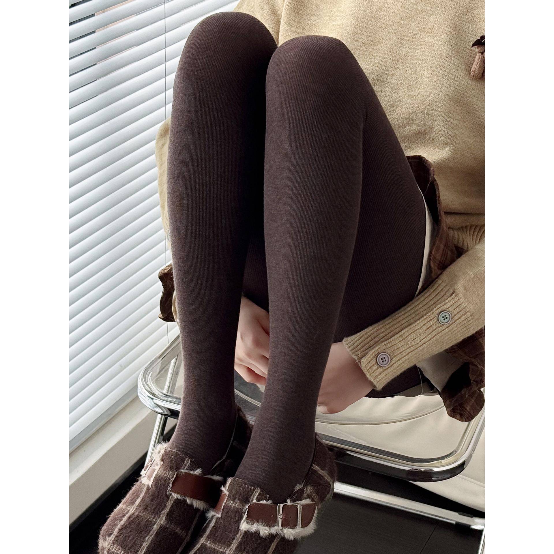 秋冬琥珀流光咖啡色连裤袜女加绒加厚千金袜漫画腿灰色打底1122z