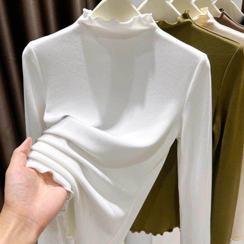 秋冬半高领打底衫女内搭T恤木耳边洋气磨毛保暖上衣1227z,女装/女士精品,T恤,淘宝优惠券,粉丝福利购,淘宝优惠卷