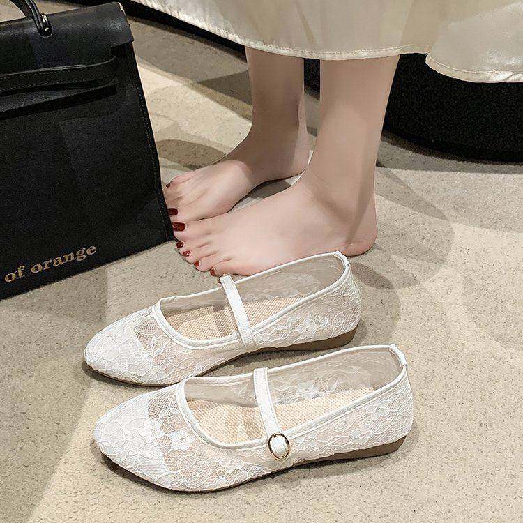 春秋蕾丝网纱豆豆鞋女2026新款浅口平底软底透气包头凉鞋单0125z,女鞋,勃肯鞋/软木鞋,淘宝优惠券,粉丝福利购,淘宝优惠卷