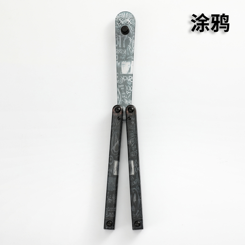 雅痞工坊印花蝴蝶刀乌贼花式pc不开刃卡通y二次元订制y塑料刀