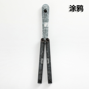 雅痞工坊印花蝴蝶刀乌贼花式pc不开刃卡通y二次元订制y塑料刀