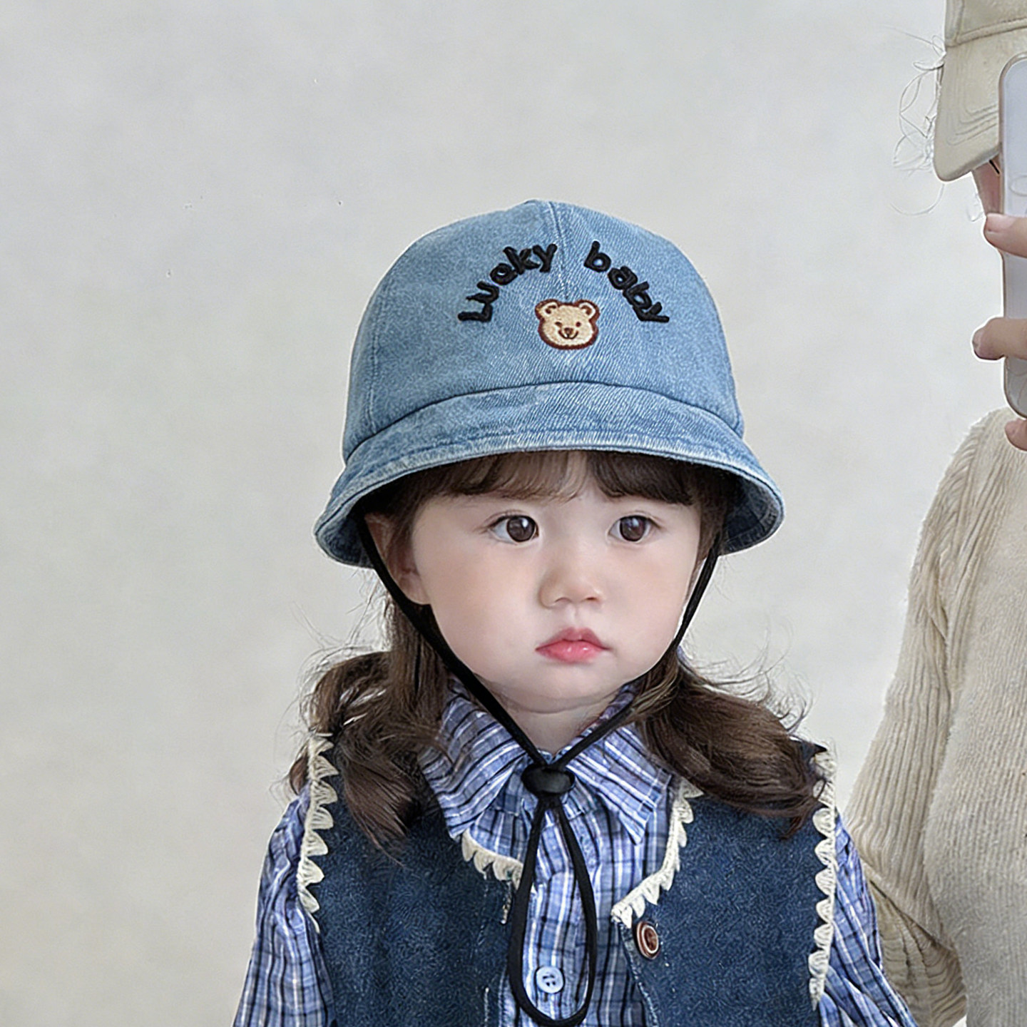 儿童百搭渔夫帽春秋水洗牛仔洋气遮阳防晒帽子男女宝宝秋冬盆帽潮