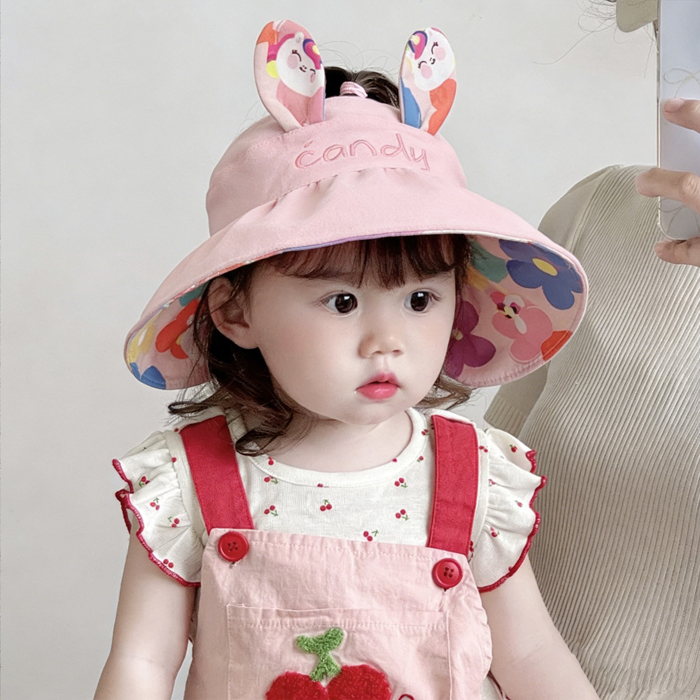 女宝宝夏季空顶帽子儿童遮阳帽女童大檐防紫外线太阳帽薄款防晒帽