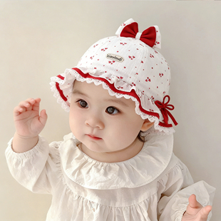 婴幼儿春秋季薄款渔夫帽子小月龄女宝宝新生胎帽薄款遮阳盆帽防晒