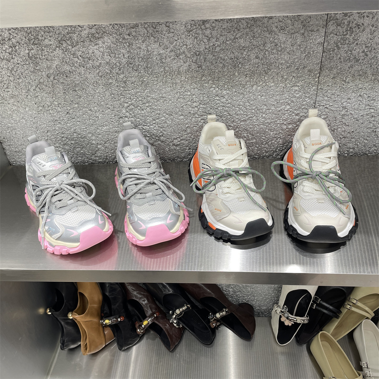 2026春夏新款欧洲站真皮女鞋欧货圆头休闲网面透气厚底运动老爹鞋