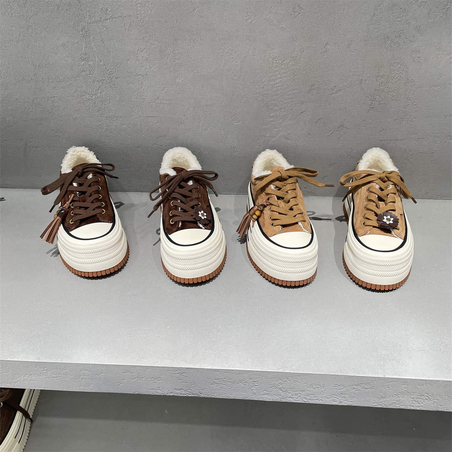 XFMD欧洲站冬款磨砂真皮加绒板鞋