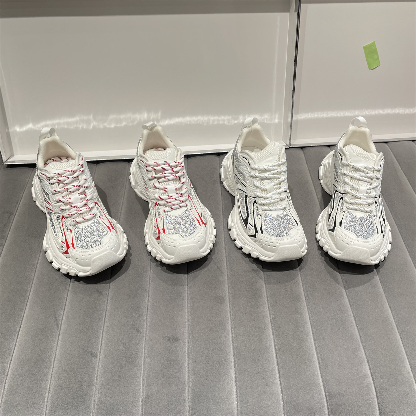 欧洲站2026春款新品真皮女鞋时尚休闲网面水钻拼色厚底运动老爹鞋,女鞋,老爹鞋,淘宝优惠券,粉丝福利购,淘宝优惠卷