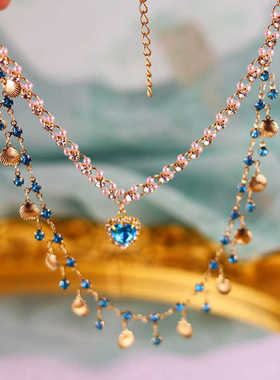 爱心金属水钻女贝壳挂饰