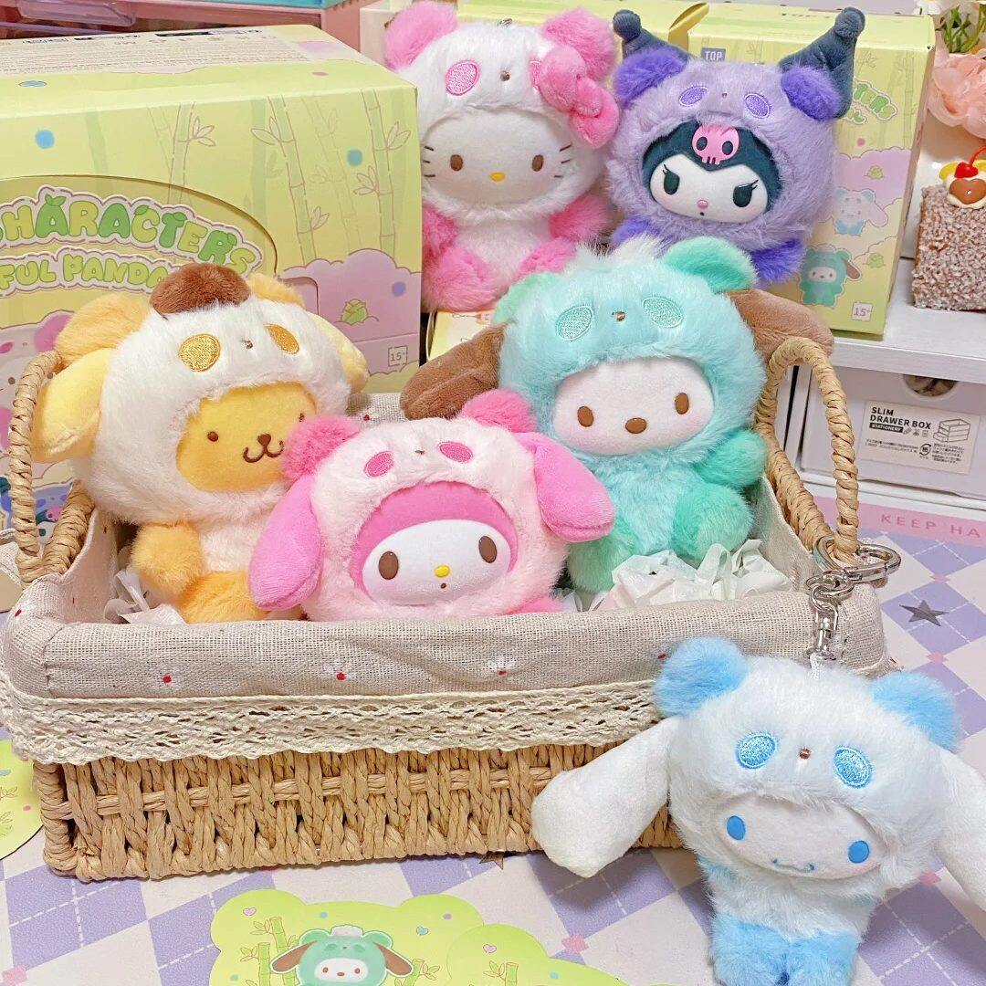 正版TOPTOY三丽鸥家族彩色熊猫毛绒挂件盲盒潮玩可爱挂饰礼物送人
