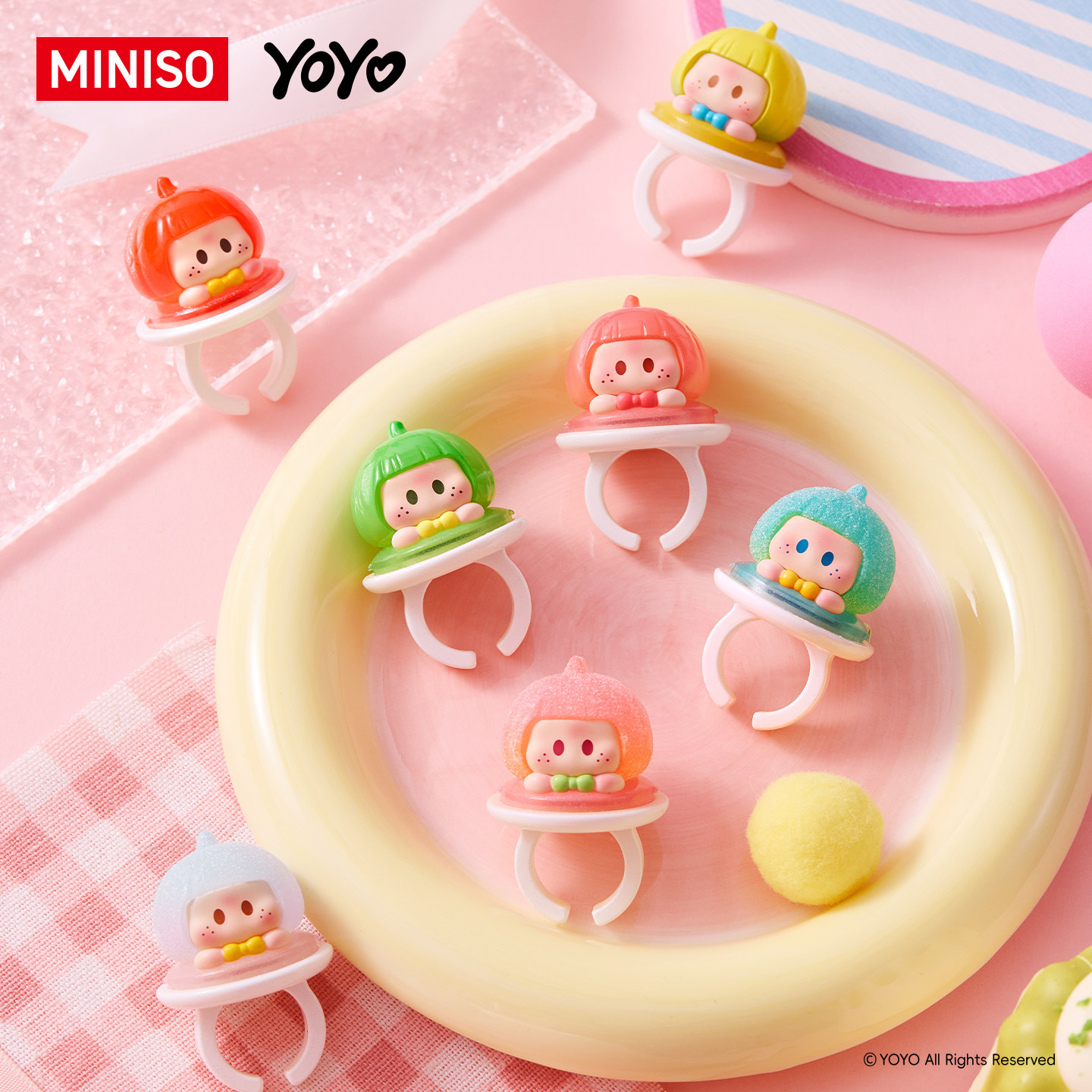 现货正版miniso名创优品YOYO闪闪发光的你系列盲盒戒指装饰右右酱