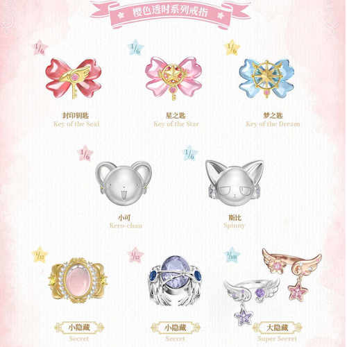 现货麦和BOXFUN魔卡少女樱樱色透时系列戒指盲盒潮玩动漫周边饰品