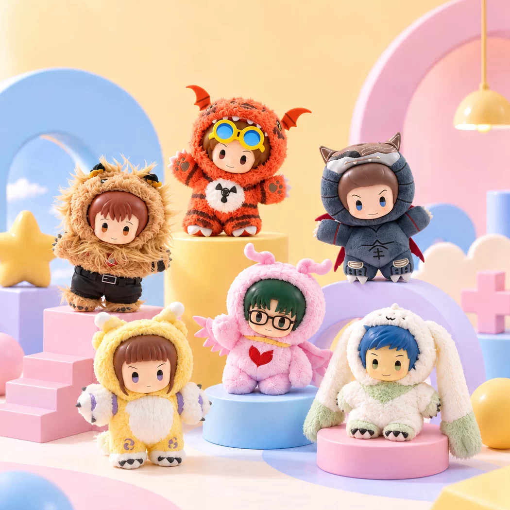 现货正版miniso名创优品数码宝贝驯兽师之王搪胶毛绒盲盒潮玩挂件